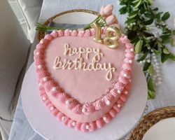 Pink heart-shaped birthday cake | Petite Sweets by Laura