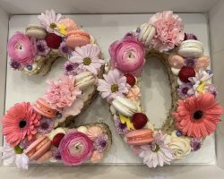 Pink floral number 20 shaped cake | Petite Sweets by Laura